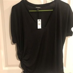 Express Metallic Cinched V-Neck Dolman Tee